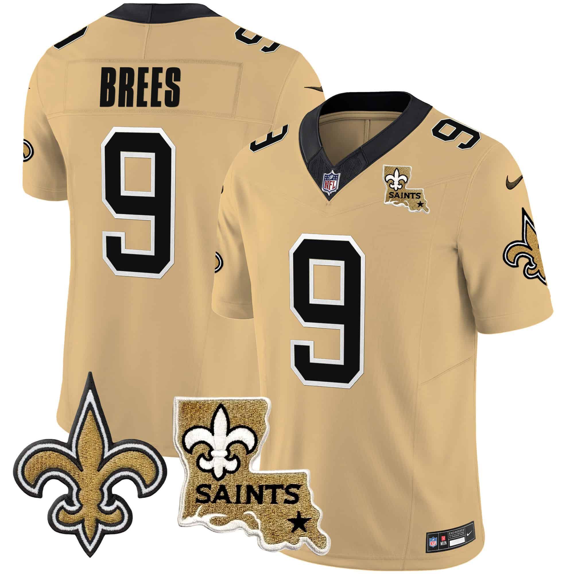 Men New Orleans Saints 9 Brees Yellow 2024 Nike Vapor Limited NFL Jersey